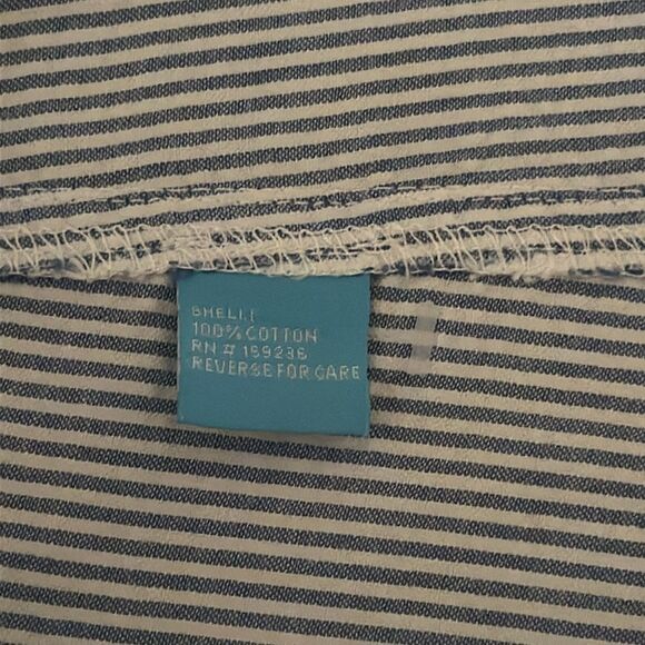 J. McLaughlin Women’s Fitted Boyfriend Striped Cotton Button Up Shirt Size M - Picture 8 of 10